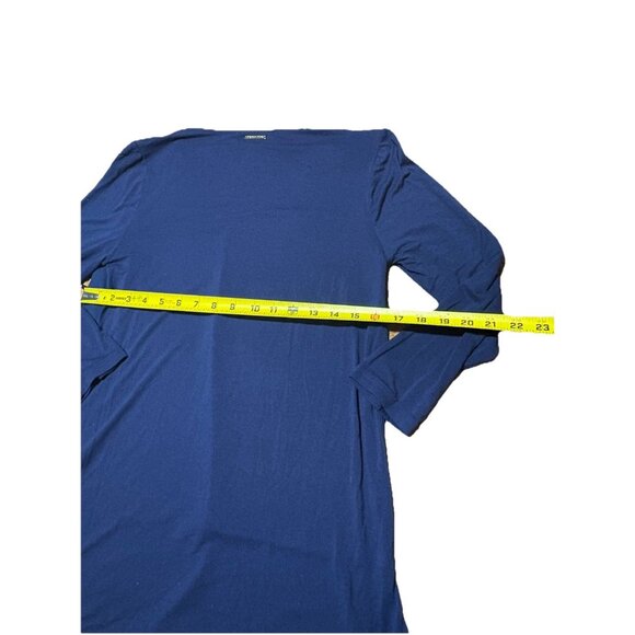 Michael Kors Mixed Woven Knit Layered Hem V-Neck 3/4 Sleeve Shirt Blue Size XS - Picture 8 of 8